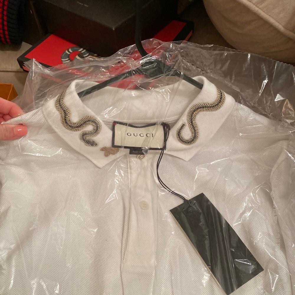 White Gucci polo